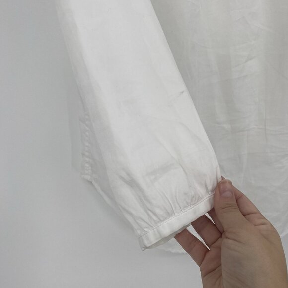 Trovata Birds of Paradis XS White Valentina Poplin V-Neck Top Ruffle Collar - Picture 11 of 16